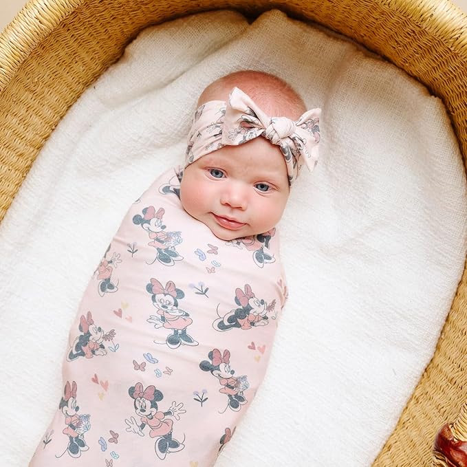 Copper Pearl Baby Stretchy Soft Knit Headband Bow Minnie Mouse