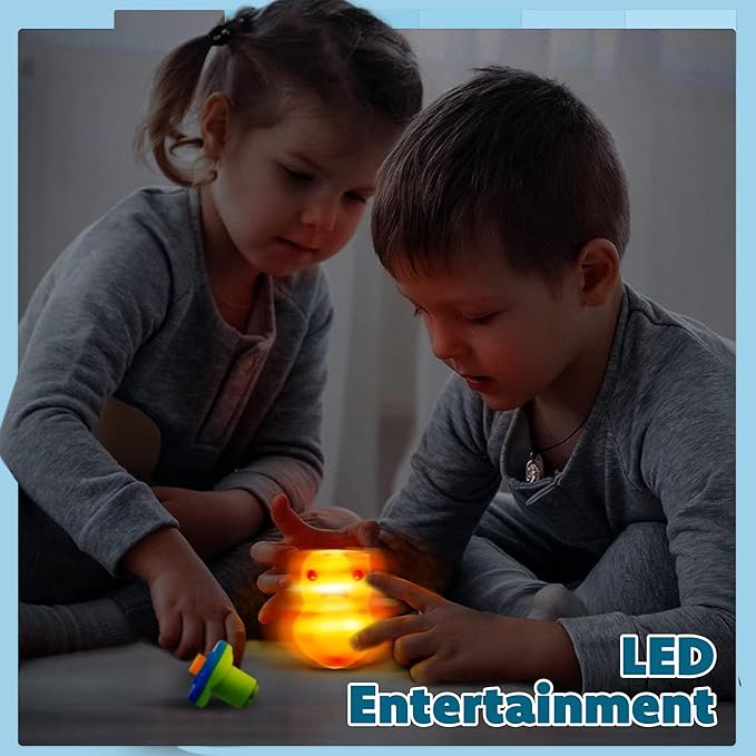 IPIDIPI TOYS Spineez Animal Light Up Spinning Tops – 8 Cute LED Spinners Toys, Easter Basket Stuffers for Kids, Birthday Party Favors, Goodie Bag Stuffers, School Prizes for Boys & Girls