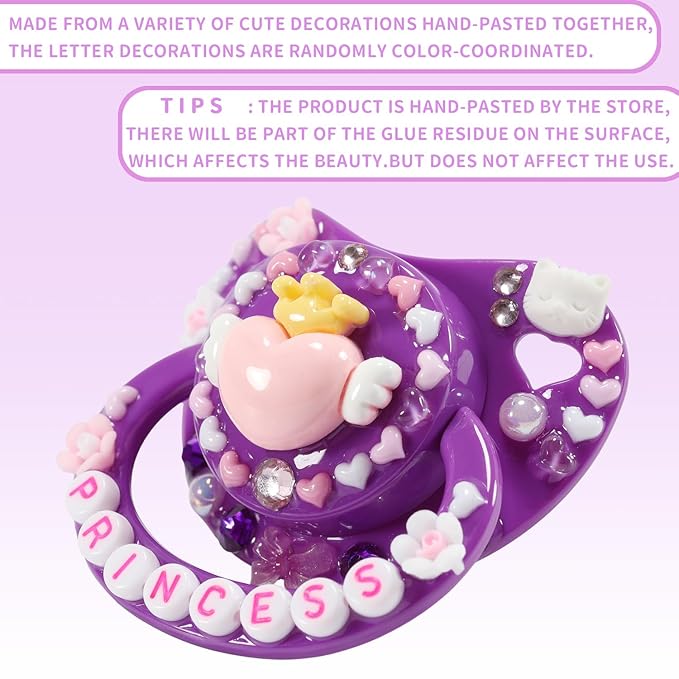 CutiePlusU Adult Sized Pacifier Dummy Big Shield DIY Handmade Darkpurple