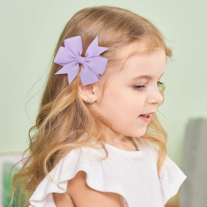 choicbaby 8pcs Baby Girl Hair Bow Clips Set, Purple Toddler Hair Clips Boutique Grosgrain Ribbon Bow Hair Barrettes Accessories for Infant Toddler Kids