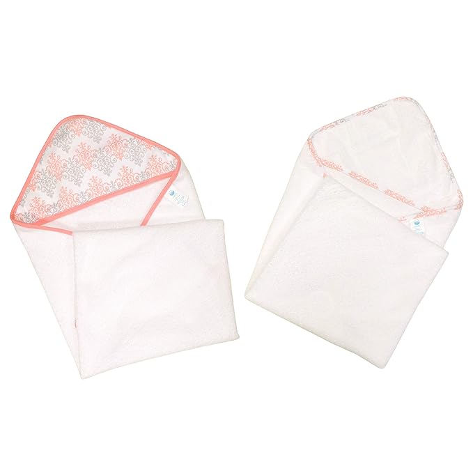 2 pack Baby Hooded Towel Set - Pink Trim