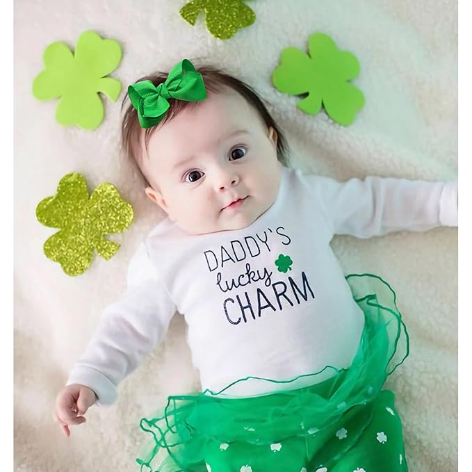 6 PCS 3' Hair Bows Clips for Girls Alligator Clips Grosgrain Ribbon Hair Accessories Toddler Bows for Girls Kids-Green