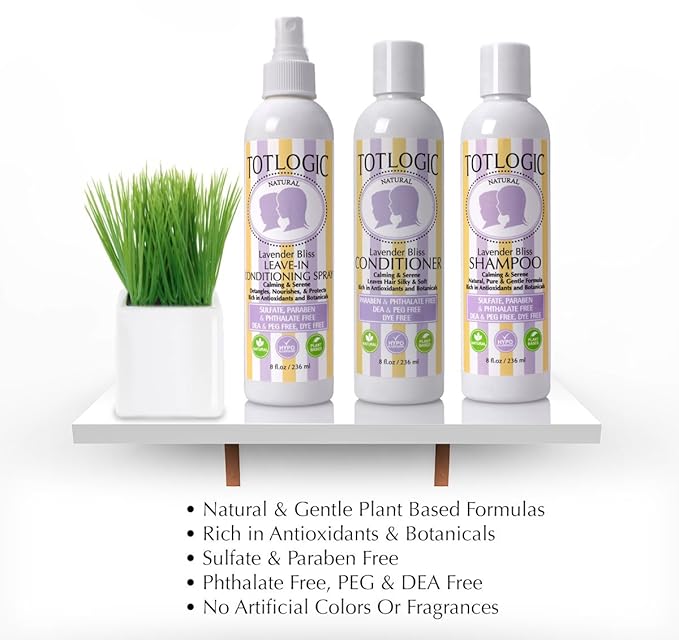 TotLogic Sulfate Free Baby Shampoo- Lavender Bliss Hair Care, 8 oz, No Phthalates, No Formaldehyde, Infused With Natural Antioxidants and Botanicals
