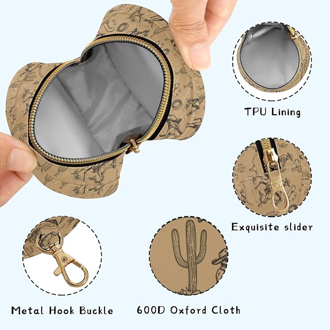 Western Cowboy Horse Beige Print Pacifier Holder Case for Diaper Bag Portable Travel Pacifier Storage Case with Clip Newborn Baby Pouch for Baby Boys Girls Purse Outdoor