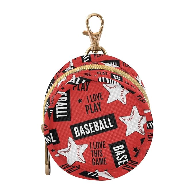 Sports Baseball Star Red Print Pacifier Holder Case for Diaper Bag Portable Travel Pacifier Storage Case with Clip Newborn Baby Pouch for Baby Boys Girls Purse Outdoor