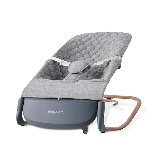 VaVaSoo 2-in-1 Electric Baby Rocker & Toddler Chair (up to 40 lbs), Dual Powered (Type-C or Battery), Motion Sensing Auto-Rocking Adjustable Support Bar for Stationary Seat, Music & Timer