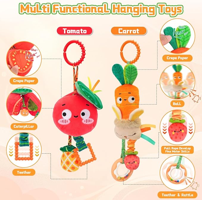 Baby Toys for 0 3 6 9 12 Months, Baby Hanging Toys, Car Seat Stroller Crib Gym Baby Rattle Toys with Teether for Newborn Infants Baby Boys Girls Gifts