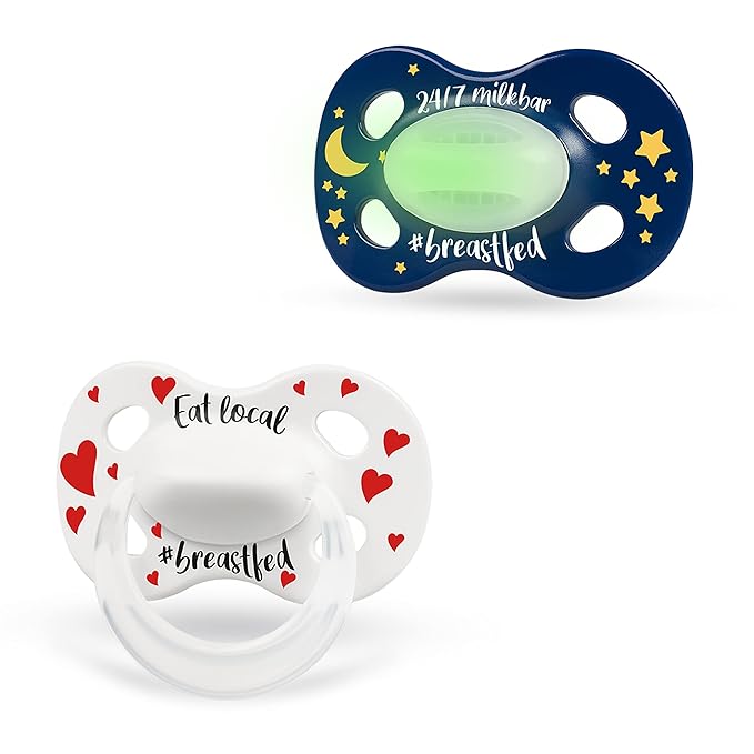 Medela Baby Pacifier | Day and Night Glow in The Dark | 6-18 Months | 2-Count, Lightweight | BPA-Free | Supports Natural Suckling | Eat Local and 24/7 Milkbar
