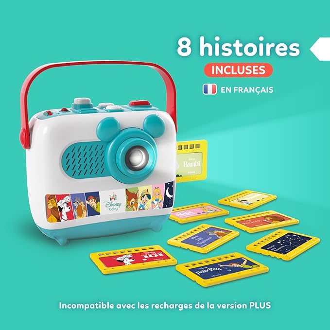 Clementoni - Disney Baby Projector and Storyteller - Enchanted Toy Projects Disney Images and Tells Stories - 4 Books Included - Built-in Speaker - 52763