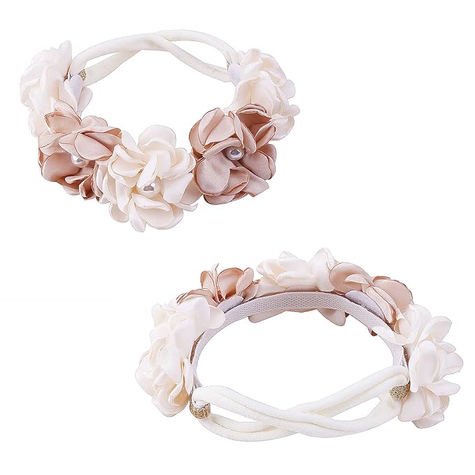 Flower Headband for Baby Girl Elastic Baby Floral Headbands Crown Hairbands Hair Accessories for Newborn Infant Toddlers Kids 3pcs/set