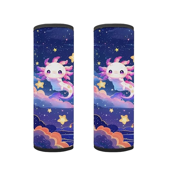 Biyejit Starry Axolotl 2 Pieces Kids Car Seat Belt Cover Safety Belt Cushion Car Seat Belt Pad Car Seat Shoulder Protector Pillow Belt Cover Pad for Baby Boys Girls Children