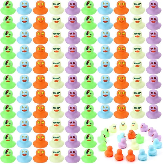 Vinsot 100 Pcs Mini Rubber Ducks Bulk Bath Ducks Bulk Bathtub Floating Squeaky Duckies Gift Stocking Stuffers for Birthday Holiday Party(Multicolor,Duck)
