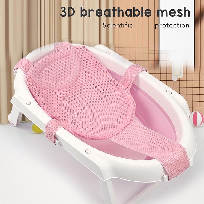 Baby Bath Seat Support Net Slip Proof Universal Detachable Bath Sling Bathtub Sling Shower Mesh Bathtub Sit Up Mesh with 5 Safety Support Corner ()
