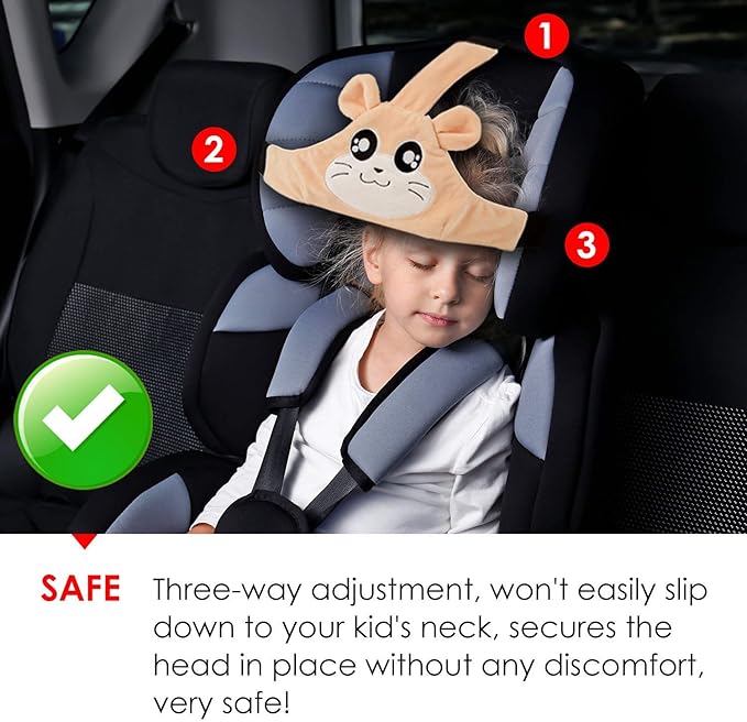 Toddler Car Seat Head Support Sleeping,Travel Head Support for Carseat Baby,Adjustable Head Strap for Car Seat Kids