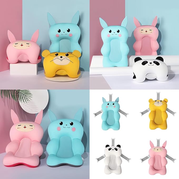 Cartoon Baby Bath Cushion Floating Shower Bed for Newborns and Infants Nonslip Designing Ergonomic Pad
