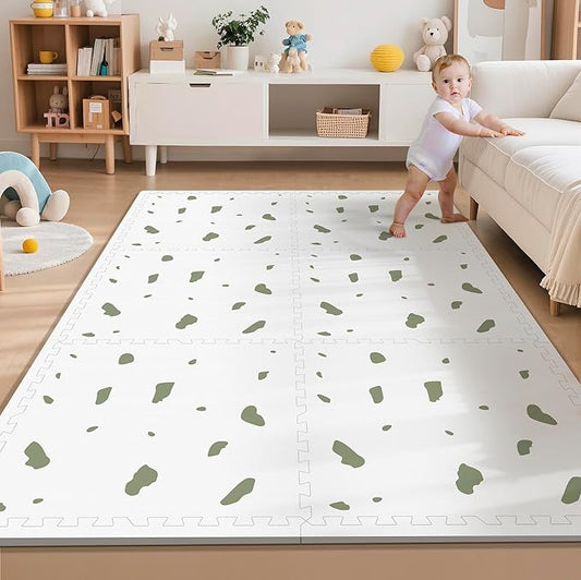 PIGLOG Baby Foam Play Mat-72”x 48” Baby Playmat,6-Piece Interlocking Foam Floor Tiles,Waterproof Crawling Mat,Puzzle Mat for Infants and Toddlers,Non Toxic Play Mat for Baby Tummy Time Mat(Spot)