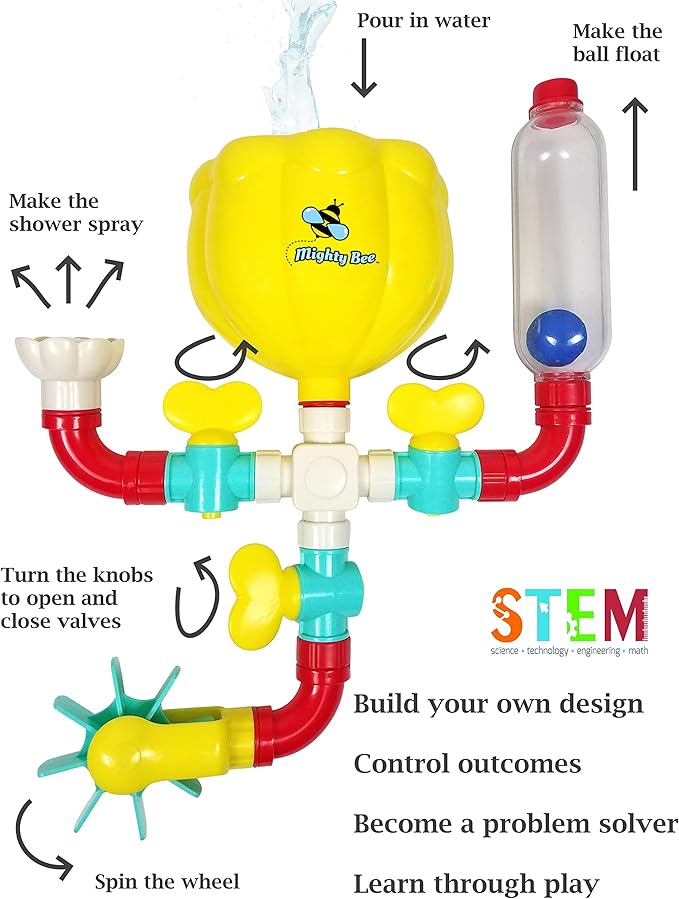 BubbleBee Bath Toys - 11 Piece Bath Toy Set, Top Selling Building STEM Toys, Toddler Bath Toys For Engaging Fun!
