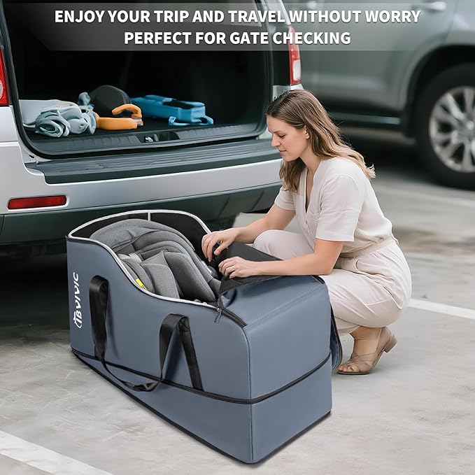 IBVIVIC Car Seat Travel Bag Compatible with UPPAbaby Aria and Mesa, Infant Car Seat Travel Bag Car Seat Cover for Airplane Travel (Grey)
