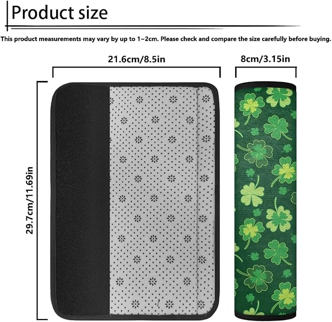 Saint Patrick's Day Seat Neck Strap Covers 2 PCS Clover Seatbelt Shoulder Pad Easy to Install Car Seat Strap Covers Soft Seat Belt Cushions Pads Compatible with All Cars and Backpack