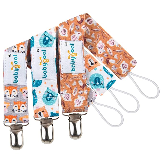 babygoal Baby Animal Pacifier Clips, 6 Pack Pacifier Holder Clip for Baby Boys and Girls Fits Most Pacifiers and Binkies