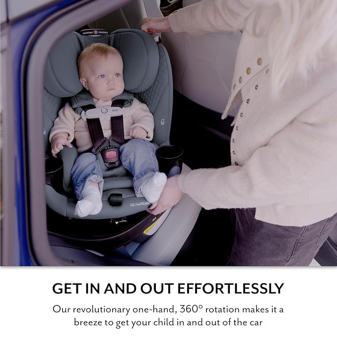 Evenflo Revolve360 Slim 2-in-1 Rotating Car Seat with Green & Gentle Fabric (Flint)