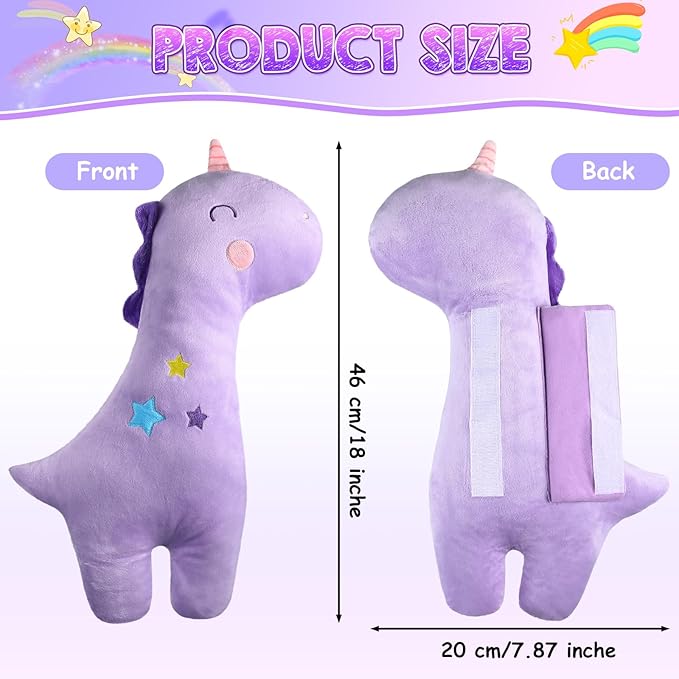 Lenwen 2 Pcs Seat Belt Pillow for Kids Cover for Boys Girls Seatbelt Cushion Pillow for Toddler Car Strap Covers for Travel Sleep Neck Head Support Pad(Purple and Pink,Unicorn)