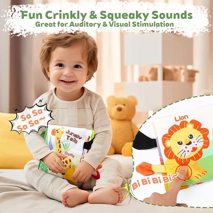 Baby Books 0-6 Months, Infant Tummy Time Toy 6-12 Months Touch Feel Book Travel Toy Gifts for Boys Girls 0-3 Months Baby Shower Birthday Easter Basket Stuffers
