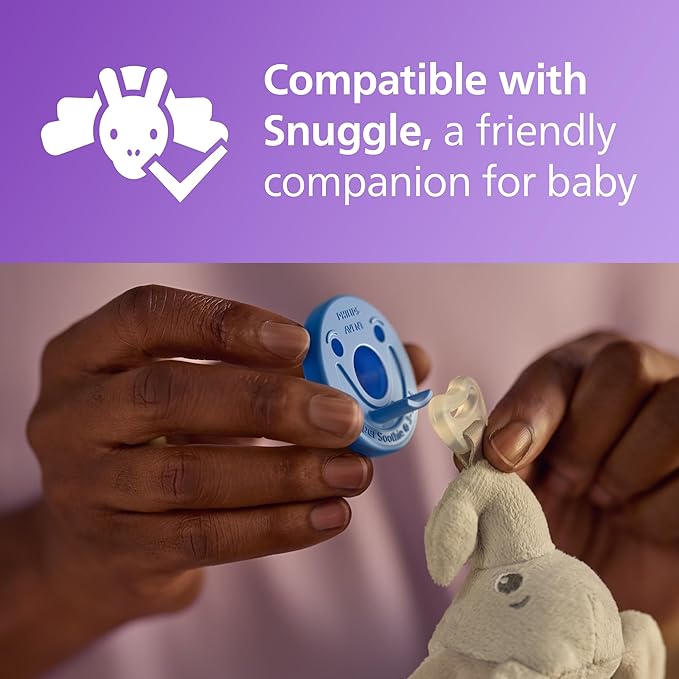 Philips Avent Soothie Orthodontic Baby Pacifiers, 100% Silicone Pacifiers, One Piece, BPA-Free, for Babies 3-18 Months, 2 Sky Blue and 2 Light Blue, Model SCF192/71, 4 Count (Pack of 10)