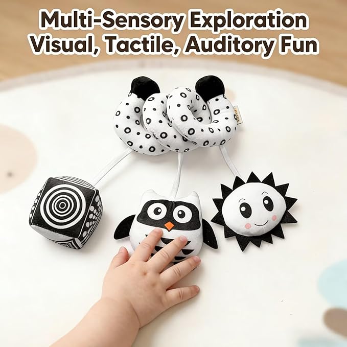 Multi-Use Baby Spiral Activity Toy – Spiral carseat Toy for Car Seat, Stroller,Play Gym, Keeps Baby Quiet, Easy Travel Solution