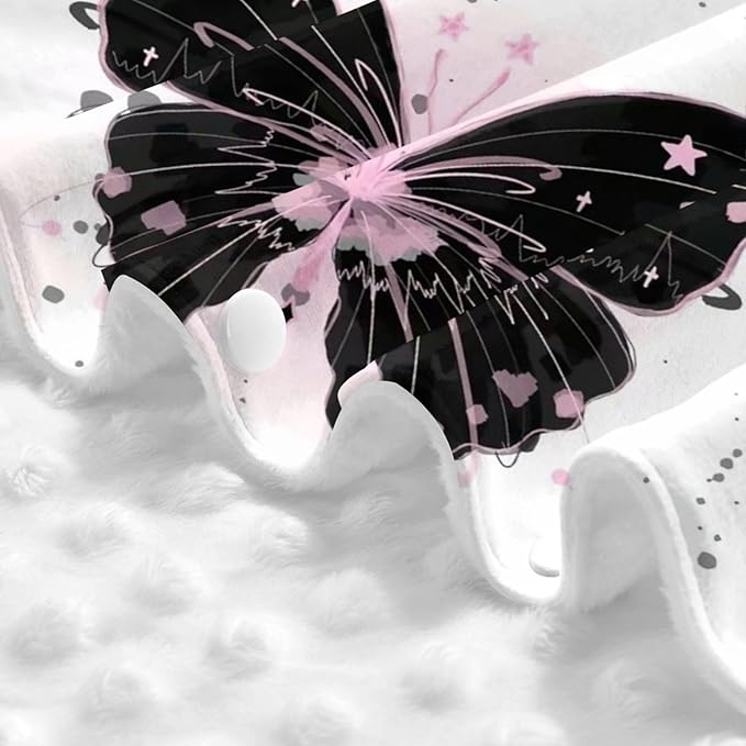 Personalized Baby Car Seat Canopy with Name, Custom Stroller Baby Car Seat Covers for Girls, Minky Nursing Carseat Cover for Breastfeeding, Car Seat Canopies for Infant Newborn(Butterfly Black)