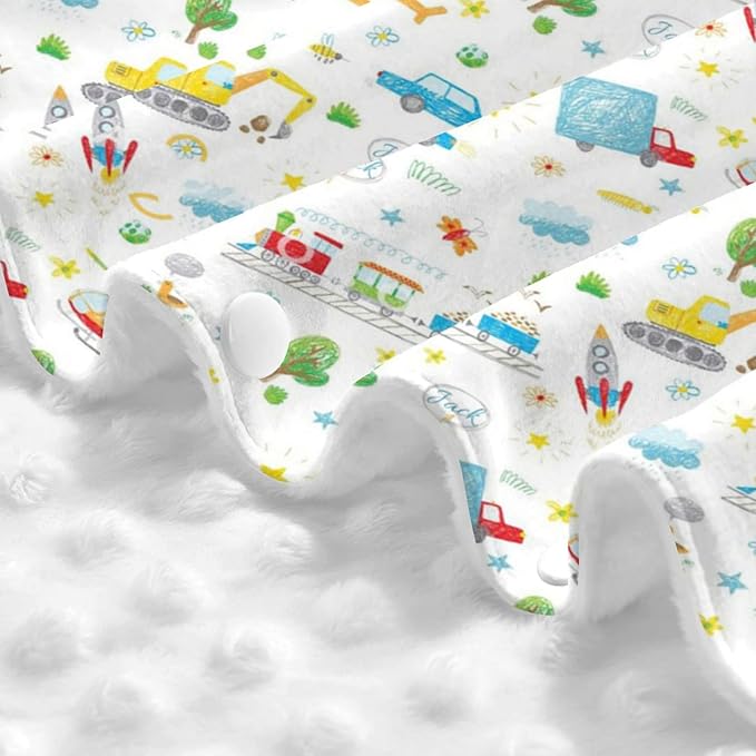 Personalized Trucks and Planes Baby Infant Car Seats Canopy for Babies with Name, Vehicle Theme Lightweight Covers for Baby Boys Girls, Minky Nursing Breastfeeding Stroller Cover for Newborn