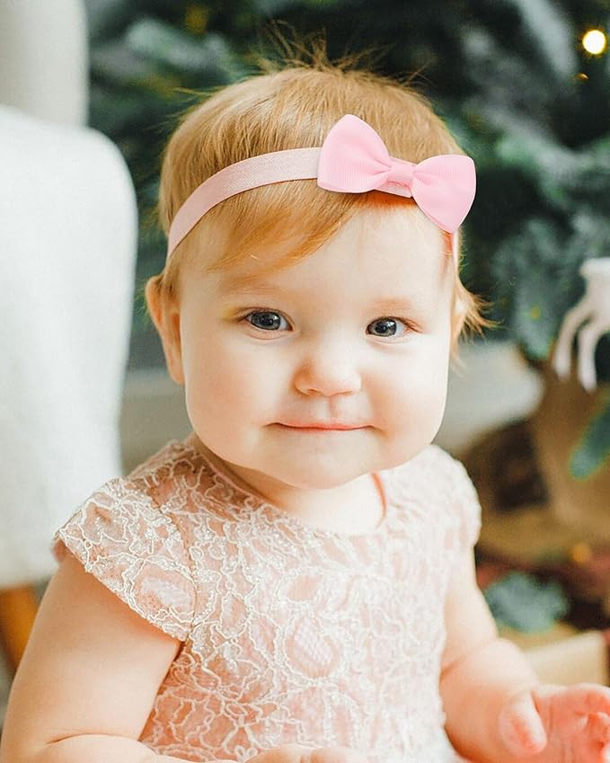 jollybows 40pcs Baby Girls Bows Headbands Elastic Hairband Ribbon Bow Hair Accessories for Newborns Infants Toddlers and Kids