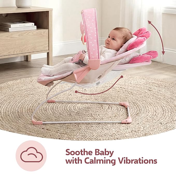 Baby Bouncer, Portable Infant Bouncer, Adjustable and Foldable Baby Rocker with Vibrations,Baby Bouncer Seat for Baby 0-6 Months 6-20 lbs Indoor & Outdoor Use