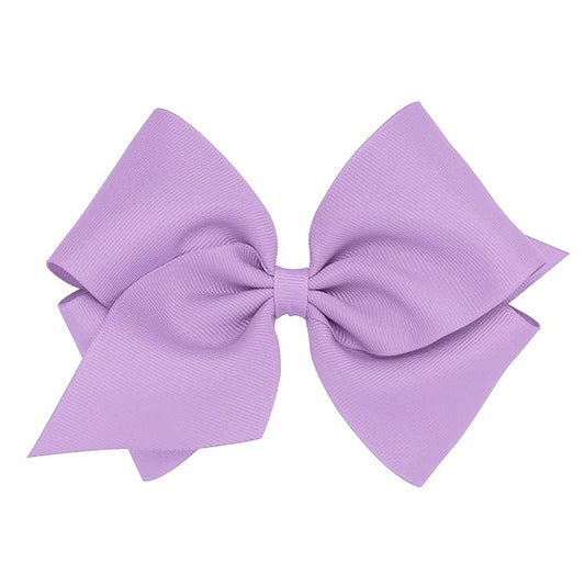 Wee Ones Girls' Classic Grosgrain Hair Bows with Plain Wrap Center, No-Slip Hair Clip, Handmade, Light Orchid, Mini King