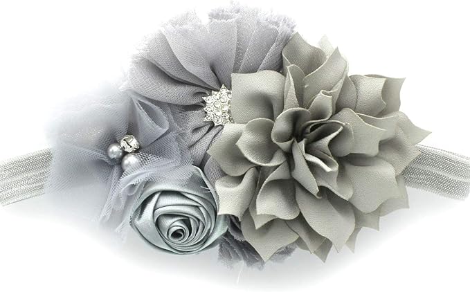 My Lello Shabby Fabric Flower Cluster Headbands Baby - Girls - Toddler Stretchy Elastic