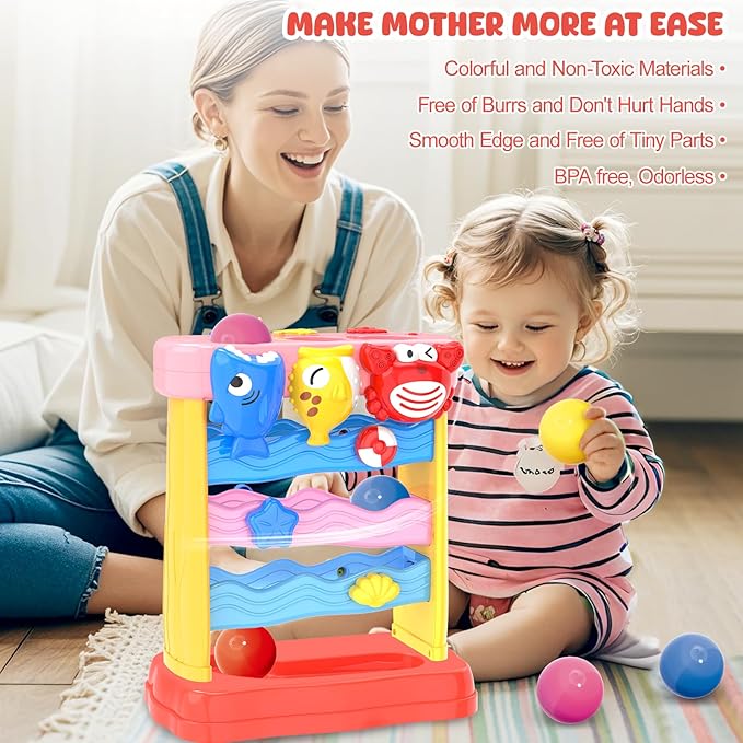 AuroTops Pound A Ball Toys for 1 2 3 Years Old Girls, Toddler Musical Montessori Toy for 6-12-18-24 Months, Interactive Toys with Light & Sound,Christmas Birthday Gifts for Baby Age 1-2 Years Old