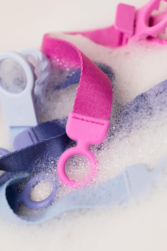 BIBS Loop Pacifier Clip - Sleek, Secure One-Handed Operation, Fits All BIBS and Most Brands, Machine Washable, Slim Profile for Comfort, Ages 0+ - Bubblegum