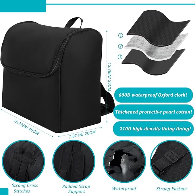 Dansydaisy Padded Backless Booster Car Seat Travel Bag for Airplane Durable Car Seat Bag Cover for Waterproof Foldable Stroller Carrier Backpack with Padded Shoulder Straps