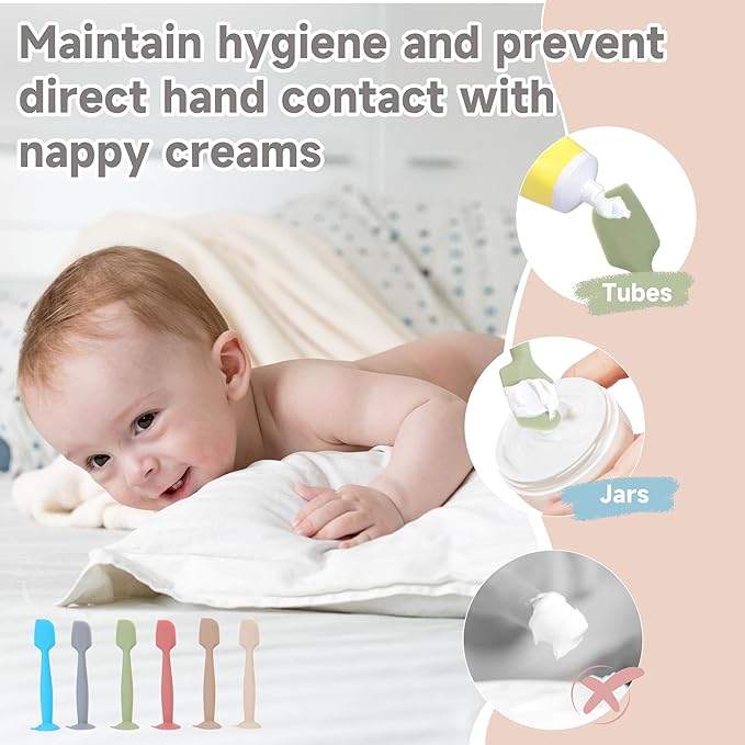 babove Baby Diaper Cream Spatula Applicator 3 Pack(with 3 Travel Case), Butt Paste Spatula Soft Silicone,Diaper Rash Cream Applicator, Baby Essentials Must Haves Newborn Stuff (Red Blue Khaki)