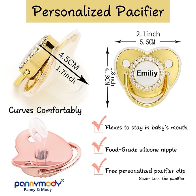 Personalized Pacifier Clip with Name, Customize Pacifier, Pacifier Holder for Girls and Boys, Universally Fit All Pacifiers, Ideal Baby Birthday Halloween Christmas Days Gift (Blue)