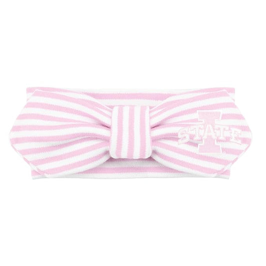 Creative Knitwear Iowa State Cyclones Infant Girls Pink/White Striped Hair Knot Headband Embroidered Logo - Size Newborn - 4T