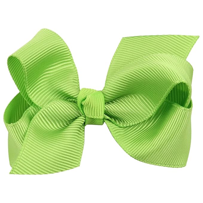 3 Inch Baby Girl Hair Bows Boutique Hair Clip Teens Toddlers Hairpin Headwear - Set of 2 (Light Green)