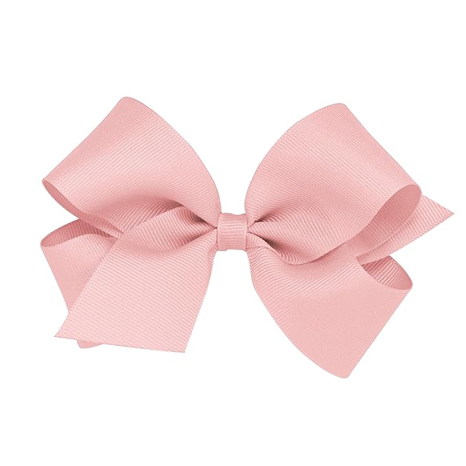 Wee Ones Girls' Classic Grosgrain Hair Bows with Plain Wrap Center, No-Slip Hair Clip, Handmade, Sweet Nectar, Medium