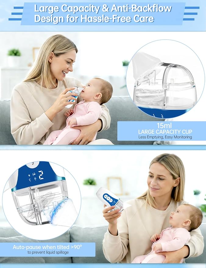 Nasal Aspirator for Baby,2-in-1 Smart Electric Nose Sucker, 2026 Upgraded with AI Anti-Backflow Protection,70Kpa Hospital-Grade Suction,15ml Large Capacity,5 Levels,Ultra-Quiet with Music-Dark Blue