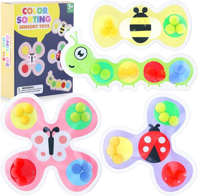 4PC Color Sorting Sensory Toys for Kids : Fidget Toys for Kids Toddler, Sensory Toys for Autism, Fine Motor Skill Games Learning for Toddlers, Color Matching Fidget Toys for Calm Down