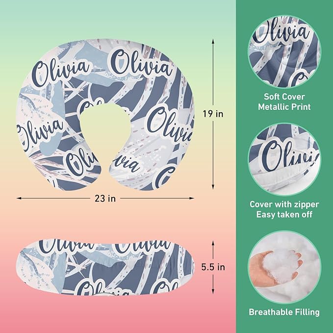 Personalised Car Seat Cover for Girls and Boys - 7 in 1 Multipurpose Breast Feeding Cover, Nursing Cover, Grocery Cart Cover - Birthday Gift for Babies Blue Leaf Pattern