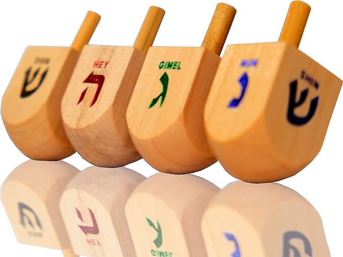 100 Natural Wood Dreidels Hanukkah Draydel with English Transliteration & 10 Instruction Cards