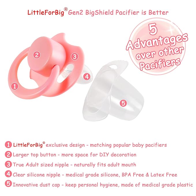 LittleForBig Bigshield Generation-II Large Sized Pacifier Pink