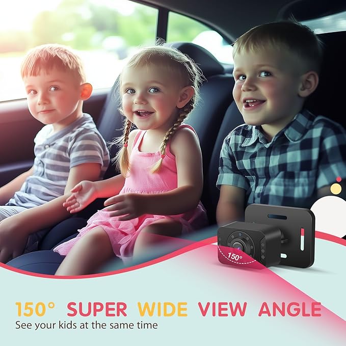 Baby Car Camera USB with No.1 Clarity, 5'' HD 1080P IPS Baby Car Monitor with 3X Zoom, Backseat/Carseat/Rear Seat Camera with Ultra Night Vision, Easy No-Damage Install, S100P(5inch Black)