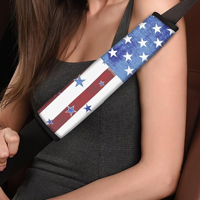 American Flag 4 Pack Seat Belt Cover Car Seat Shoulder Strap Pads Seat Belt Pad Seatbelt Covers Compatible with Most Car Accessories for Women